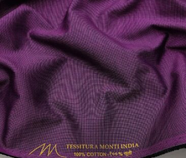 Tessitura Monti Men's Cotton Structured 1.60 Meter Unstitched Shirt Fabric (Dark Magenta)