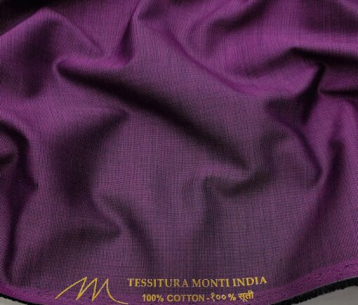 Tessitura Monti Men's Cotton Structured 1.60 Meter Unstitched Shirt Fabric (Dark Magenta)