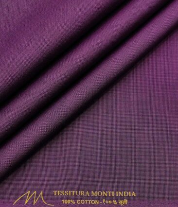 Tessitura Monti Men's Cotton Structured 1.60 Meter Unstitched Shirt Fabric (Dark Magenta)