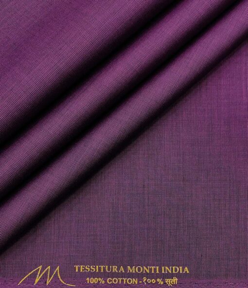 Tessitura Monti Men's Cotton Structured 1.60 Meter Unstitched Shirt Fabric (Dark Magenta)