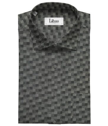 Tessitura Monti Men's Cotton Self Design 1.60 Meter Unstitched Shirt Fabric (Dark Grey)