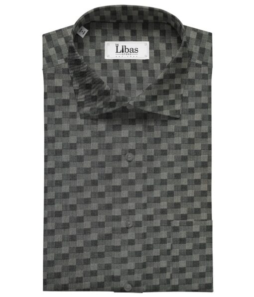 Tessitura Monti Men's Cotton Self Design 1.60 Meter Unstitched Shirt Fabric (Dark Grey)