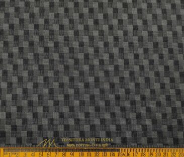 Tessitura Monti Men's Cotton Self Design 1.60 Meter Unstitched Shirt Fabric (Dark Grey)