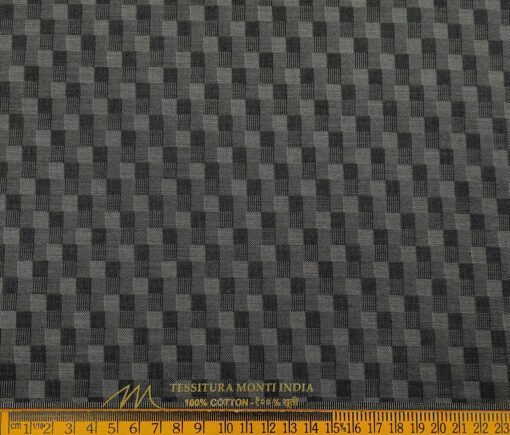 Tessitura Monti Men's Cotton Self Design 1.60 Meter Unstitched Shirt Fabric (Dark Grey)