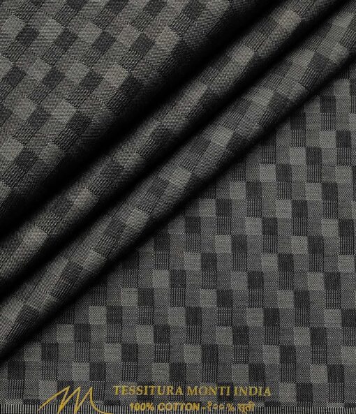 Tessitura Monti Men's Cotton Self Design 1.60 Meter Unstitched Shirt Fabric (Dark Grey)