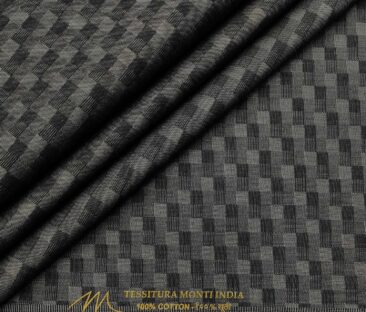 Tessitura Monti Men's Cotton Self Design 1.60 Meter Unstitched Shirt Fabric (Dark Grey)