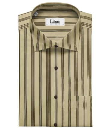 Tessitura Monti Men's Cotton Striped 1.60 Meter Unstitched Shirt Fabric (Beige)