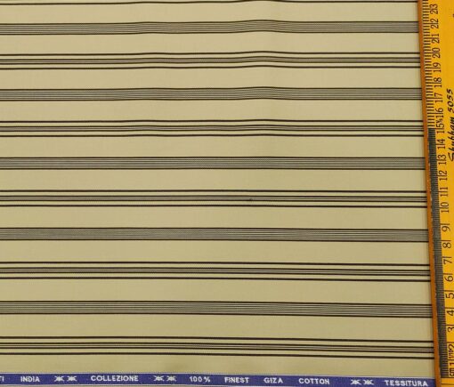 Tessitura Monti Men's Cotton Striped 1.60 Meter Unstitched Shirt Fabric (Beige)