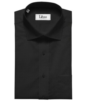 Tessitura Monti Men's Cotton Jacquard 1.60 Meter Unstitched Shirt Fabric (Black)