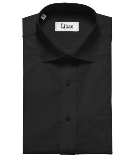 Tessitura Monti Men's Cotton Jacquard 1.60 Meter Unstitched Shirt Fabric (Black)