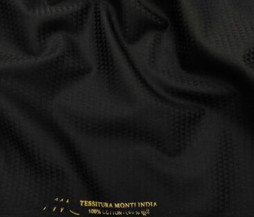 Tessitura Monti Men's Cotton Jacquard 1.60 Meter Unstitched Shirt Fabric (Black)