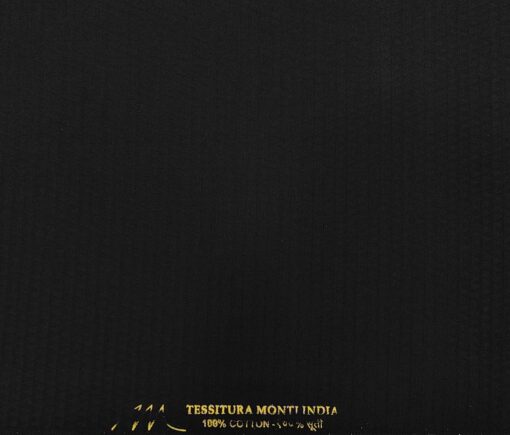 Tessitura Monti Men's Cotton Jacquard 1.60 Meter Unstitched Shirt Fabric (Black)