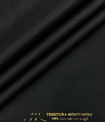 Tessitura Monti Men's Cotton Jacquard 1.60 Meter Unstitched Shirt Fabric (Black)