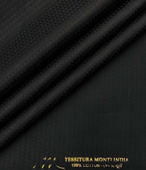 Tessitura Monti Men's Cotton Jacquard 1.60 Meter Unstitched Shirt Fabric (Black)