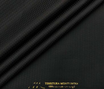 Tessitura Monti Men's Cotton Jacquard 1.60 Meter Unstitched Shirt Fabric (Black)