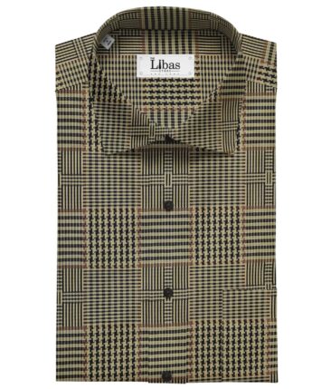 Tessitura Monti Men's Cotton Self Design 1.60 Meter Unstitched Shirt Fabric (Light Brown)
