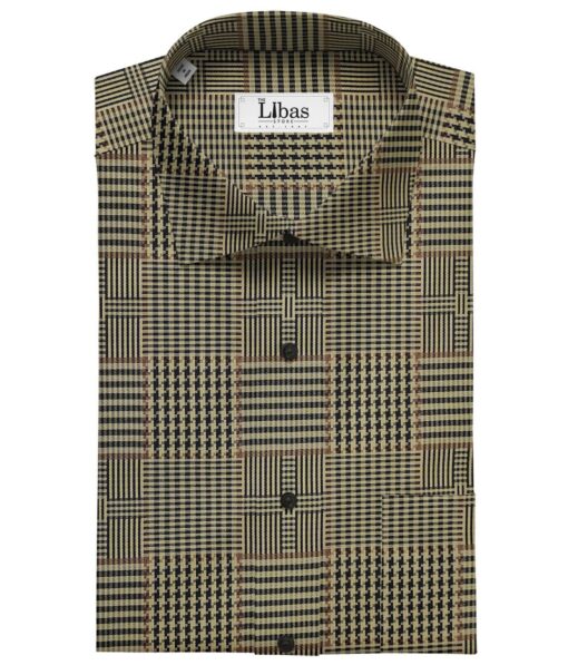 Tessitura Monti Men's Cotton Self Design 1.60 Meter Unstitched Shirt Fabric (Light Brown)