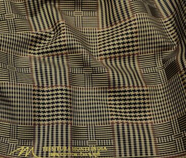 Tessitura Monti Men's Cotton Self Design 1.60 Meter Unstitched Shirt Fabric (Light Brown)