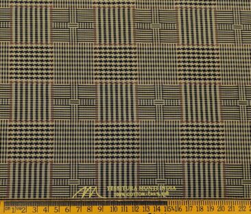 Tessitura Monti Men's Cotton Self Design 1.60 Meter Unstitched Shirt Fabric (Light Brown)
