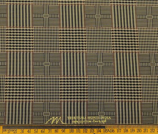 Tessitura Monti Men's Cotton Self Design 1.60 Meter Unstitched Shirt Fabric (Light Brown)
