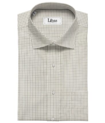 Tessitura Monti Men's Cotton Checks 1.60 Meter Unstitched Shirt Fabric (Milky White)