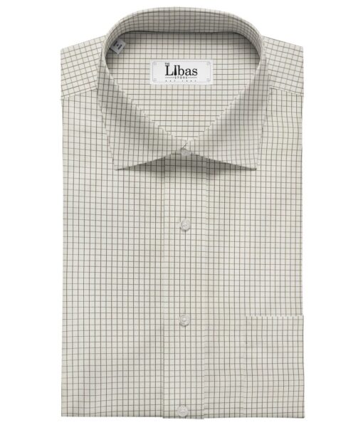 Tessitura Monti Men's Cotton Checks 1.60 Meter Unstitched Shirt Fabric (Milky White)