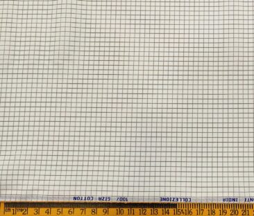 Tessitura Monti Men's Cotton Checks 1.60 Meter Unstitched Shirt Fabric (Milky White)