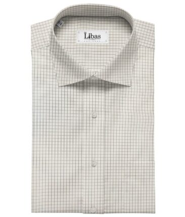 Tessitura Monti Men's Cotton Checks 1.60 Meter Unstitched Shirt Fabric (White)