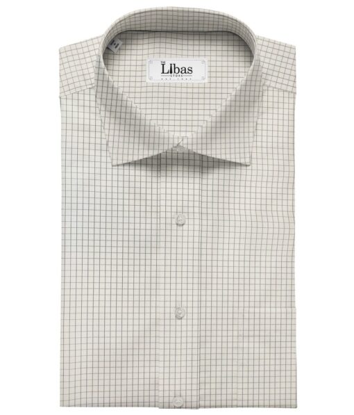 Tessitura Monti Men's Cotton Checks 1.60 Meter Unstitched Shirt Fabric (White)