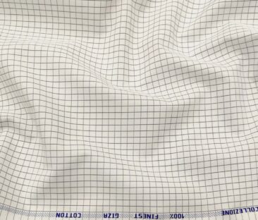 Tessitura Monti Men's Cotton Checks 1.60 Meter Unstitched Shirt Fabric (White)