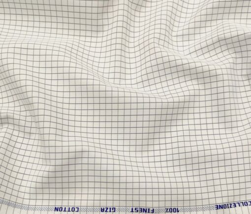 Tessitura Monti Men's Cotton Checks 1.60 Meter Unstitched Shirt Fabric (White)