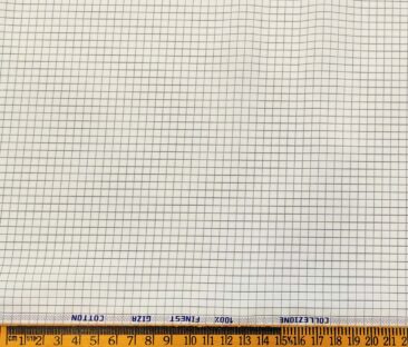 Tessitura Monti Men's Cotton Checks 1.60 Meter Unstitched Shirt Fabric (White)