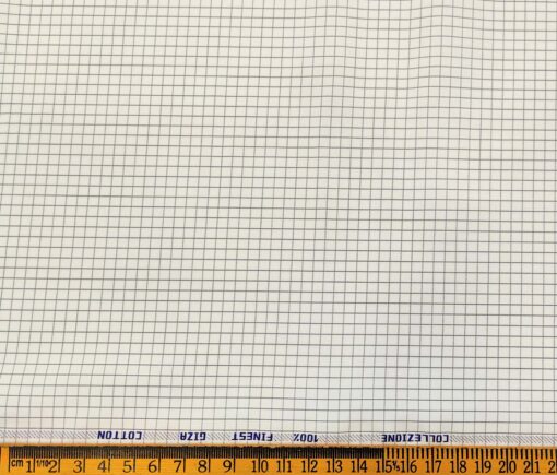 Tessitura Monti Men's Cotton Checks 1.60 Meter Unstitched Shirt Fabric (White)