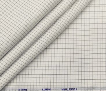 Tessitura Monti Men's Cotton Checks 1.60 Meter Unstitched Shirt Fabric (White)