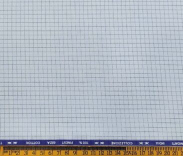 Tessitura Monti Men's Cotton Checks 1.60 Meter Unstitched Shirt Fabric (Sky Blue)