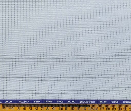 Tessitura Monti Men's Cotton Checks 1.60 Meter Unstitched Shirt Fabric (Sky Blue)