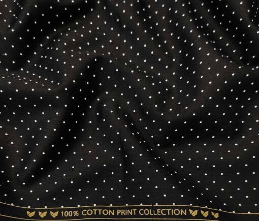 Monza Men's Cotton Printed 1.60 Meter Unstitched Shirt Fabric (Black)