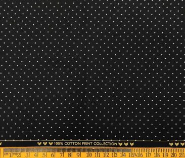Monza Men's Cotton Printed 1.60 Meter Unstitched Shirt Fabric (Black)