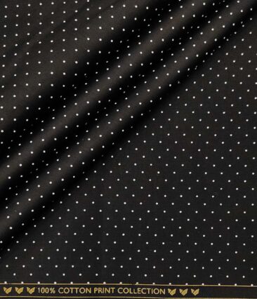 Monza Men's Cotton Printed 1.60 Meter Unstitched Shirt Fabric (Black)