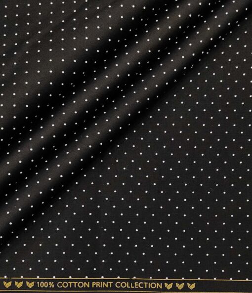 Monza Men's Cotton Printed 1.60 Meter Unstitched Shirt Fabric (Black)