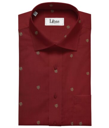 Nemesis Men's Cotton Printed Unstitched Shirt Fabric (Dark Maroon)