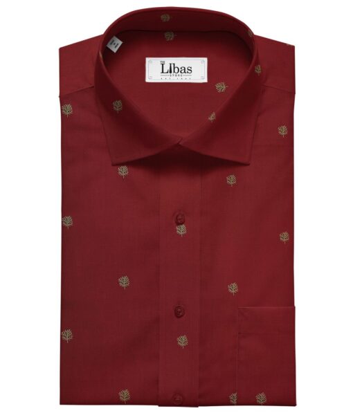 Nemesis Men's Cotton Printed Unstitched Shirt Fabric (Dark Maroon)