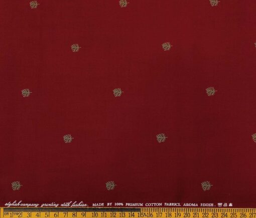Nemesis Men's Cotton Printed Unstitched Shirt Fabric (Dark Maroon)