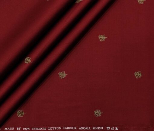 Nemesis Men's Cotton Printed Unstitched Shirt Fabric (Dark Maroon)