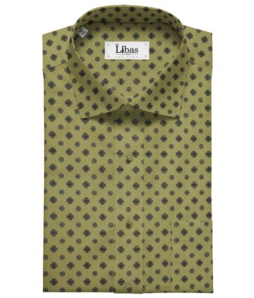 Nemesis Men's Cotton Printed Unstitched Shirt Fabric (Green)