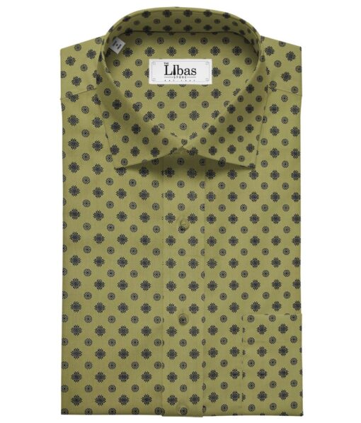 Nemesis Men's Cotton Printed Unstitched Shirt Fabric (Green)
