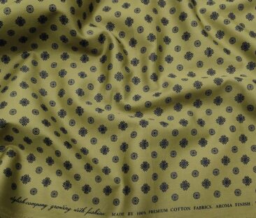 Nemesis Men's Cotton Printed Unstitched Shirt Fabric (Green)