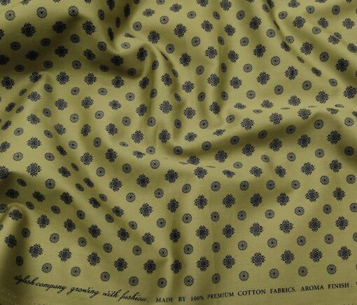 Nemesis Men's Cotton Printed Unstitched Shirt Fabric (Green)