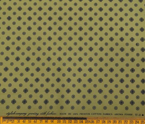 Nemesis Men's Cotton Printed Unstitched Shirt Fabric (Green)