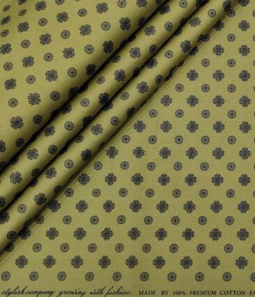 Nemesis Men's Cotton Printed Unstitched Shirt Fabric (Green)